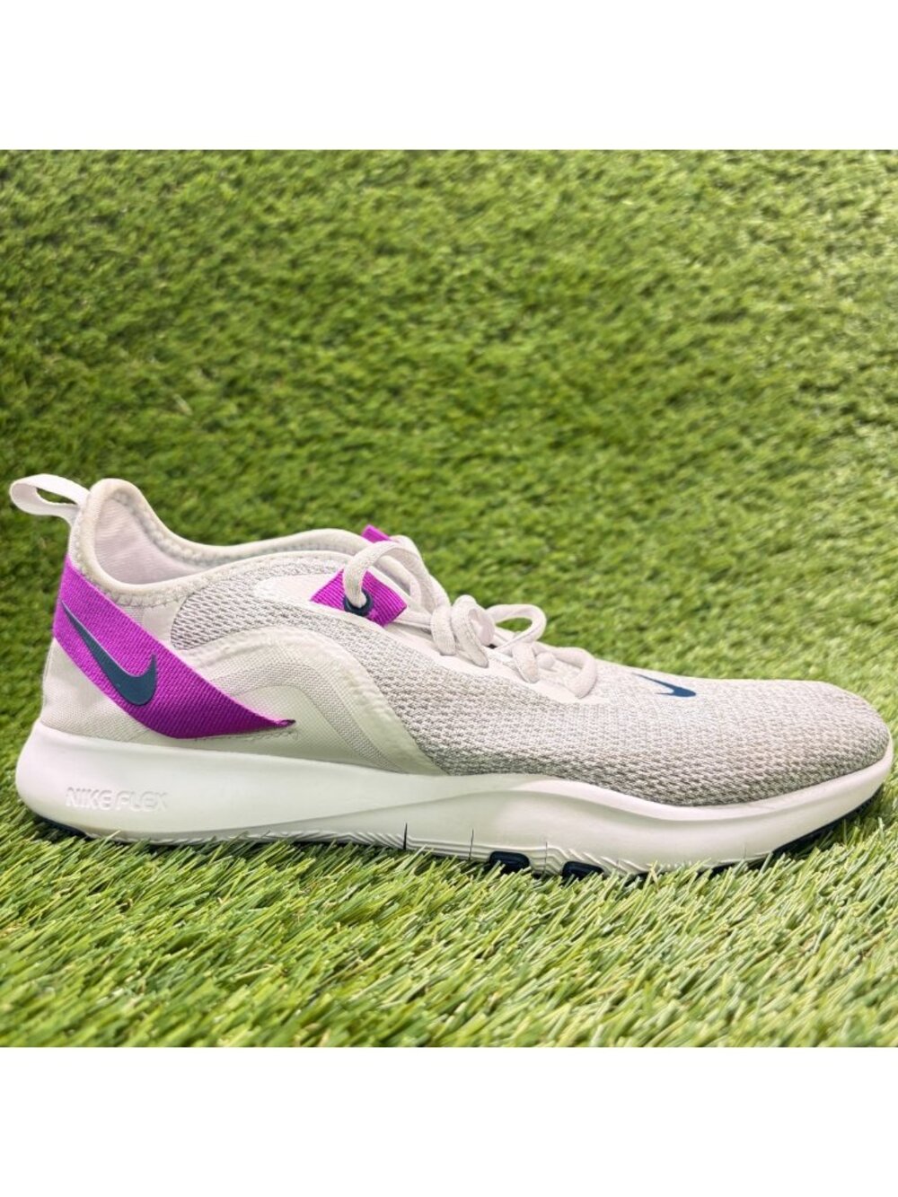 Nike Flex Trainer 9 Womens Size 7.5 Gray Purple Athletic Running Shoes Sneakers